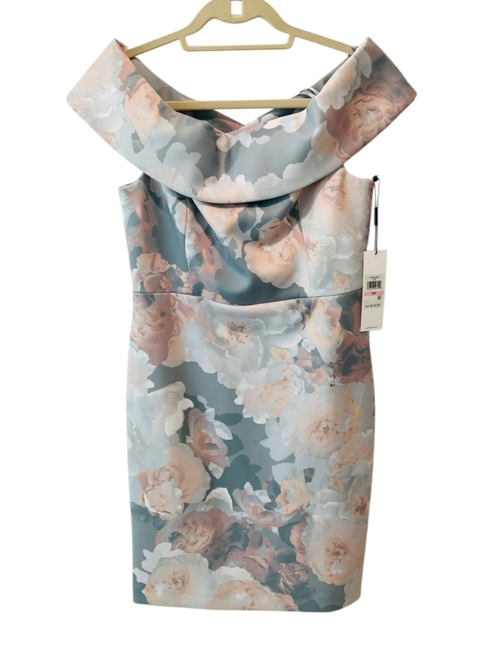 Calvin Klein Floral Off Shoulder Sheath Dress 10P Romantic Feminine NWT - Picture 3 of 9